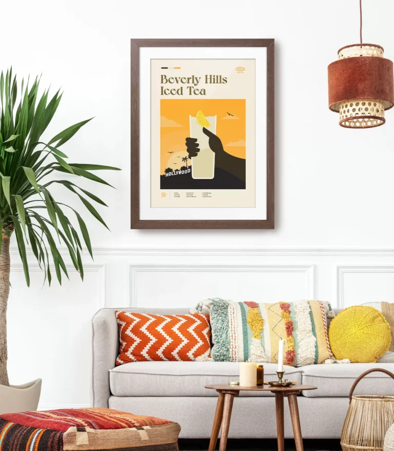 Mid-century modern Beverley Hills Iced Tea Cocktail poster
