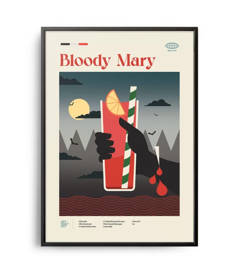 Mid-century modern Bloody Mary Cocktail poster