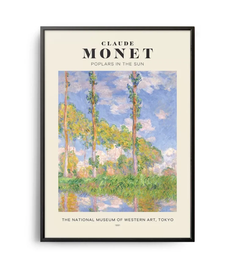 Mid-century modern Claude Monet Poplars in the Sun poster