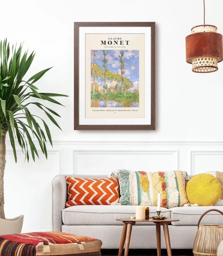 Mid-century modern Claude Monet Poplars in the Sun poster