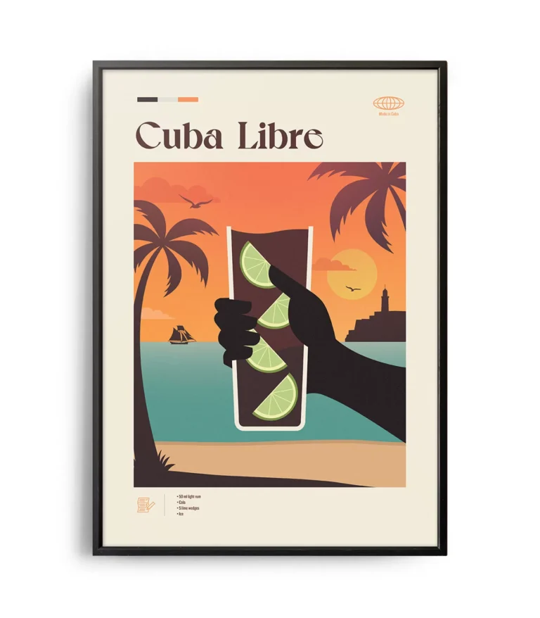 Mid-century modern Cuba Libre Cocktail poster