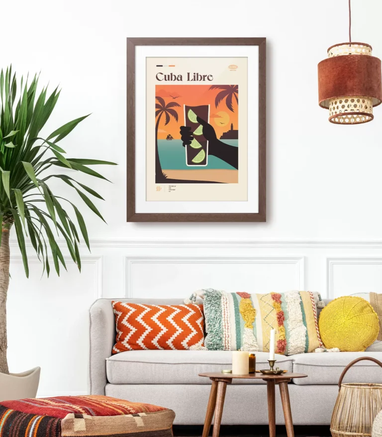 Mid-century modern Cuba Libre Cocktail poster