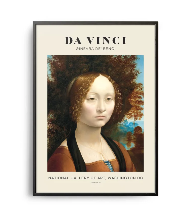 Mid-century modern Leonardo da Vinci Portrait of Ginevra Benci poster