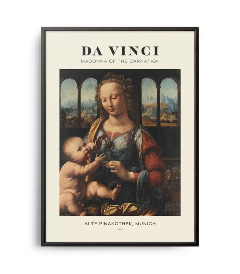 Mid-century modern Leonardo da Vinci Madonna of the Carnation poster