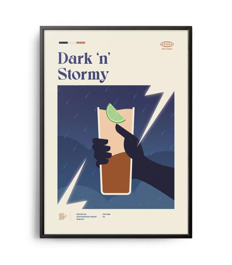 Mid-century modern Dark 'N' Stormy Cocktail poster