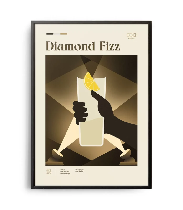Mid-century modern Diamond Fizz Cocktail poster
