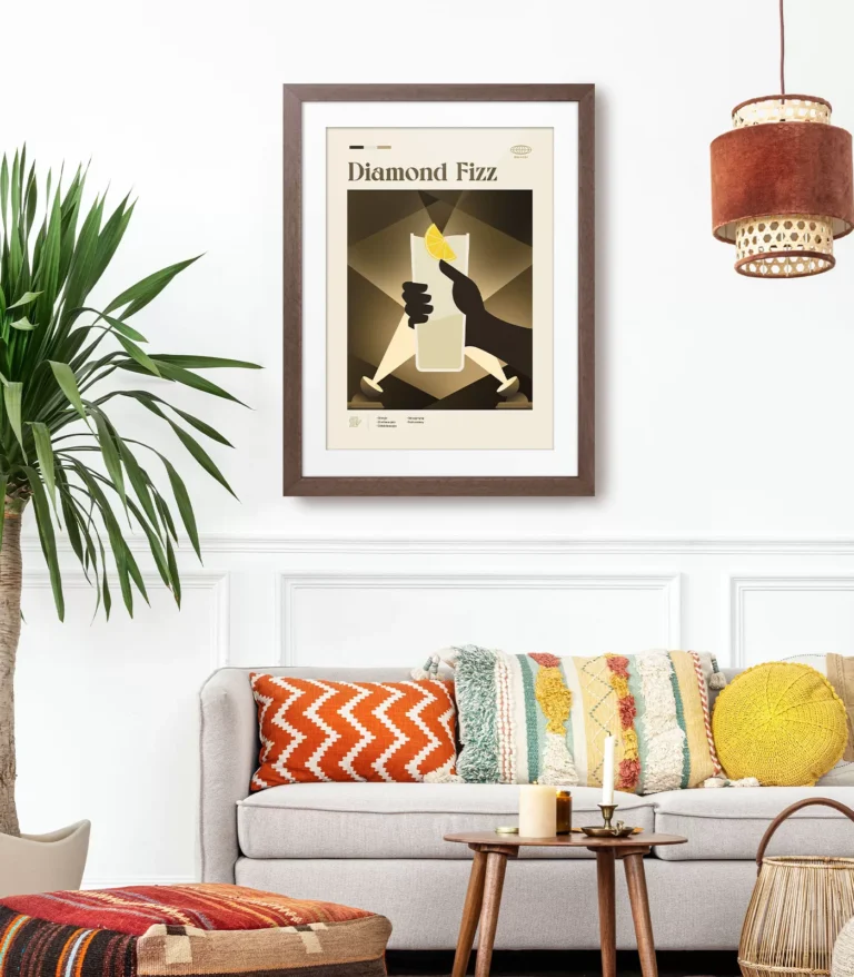 Mid-century modern Diamond Fizz Cocktail poster