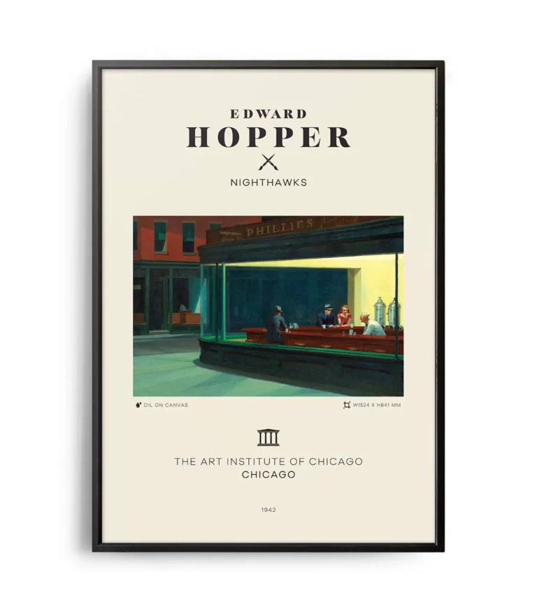 Mid-century modern Edward Hopper Nighthawks poster