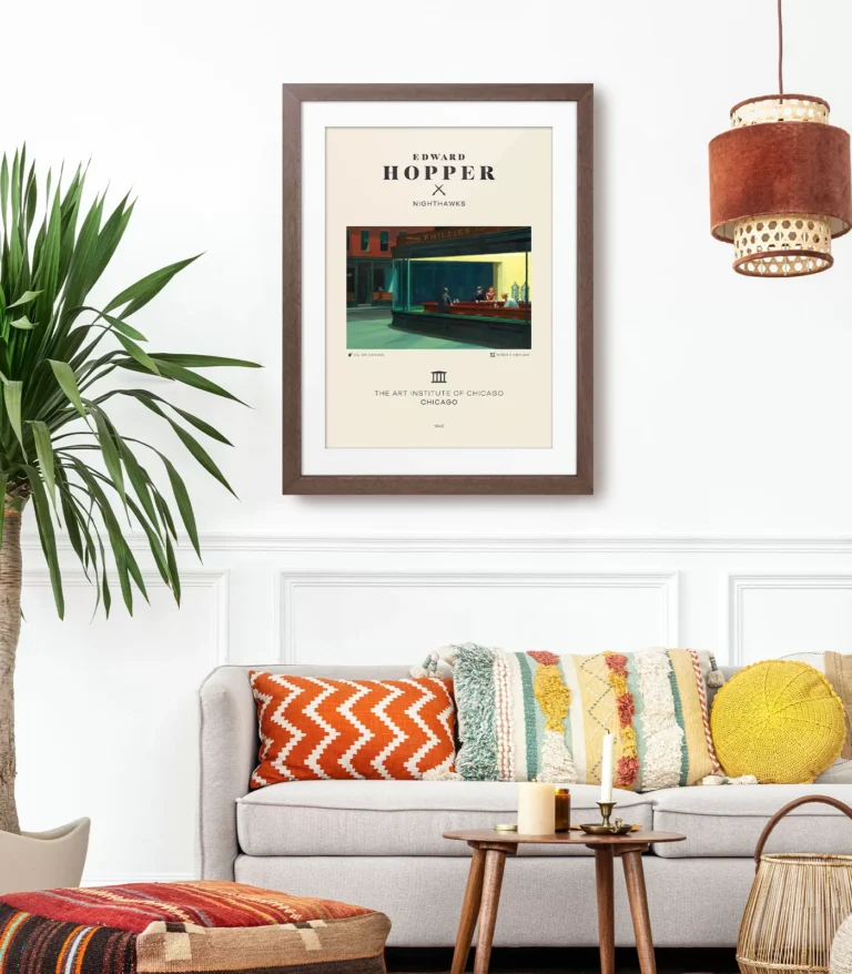 Mid-century modern Edward Hopper Nighthawks poster