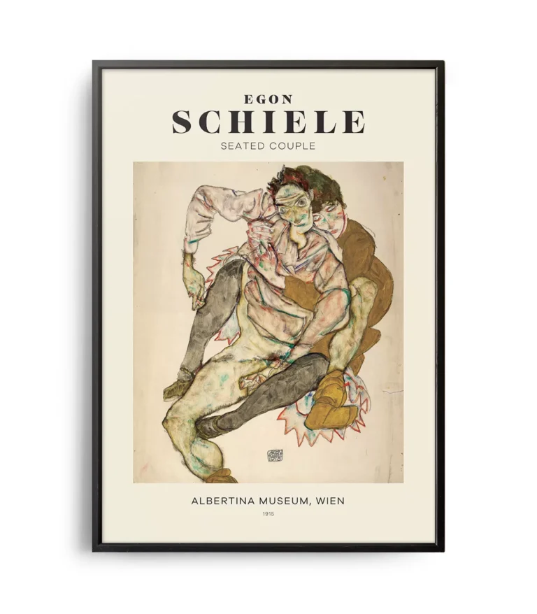 Mid-century modern Egon Schiele Seated Couple poster