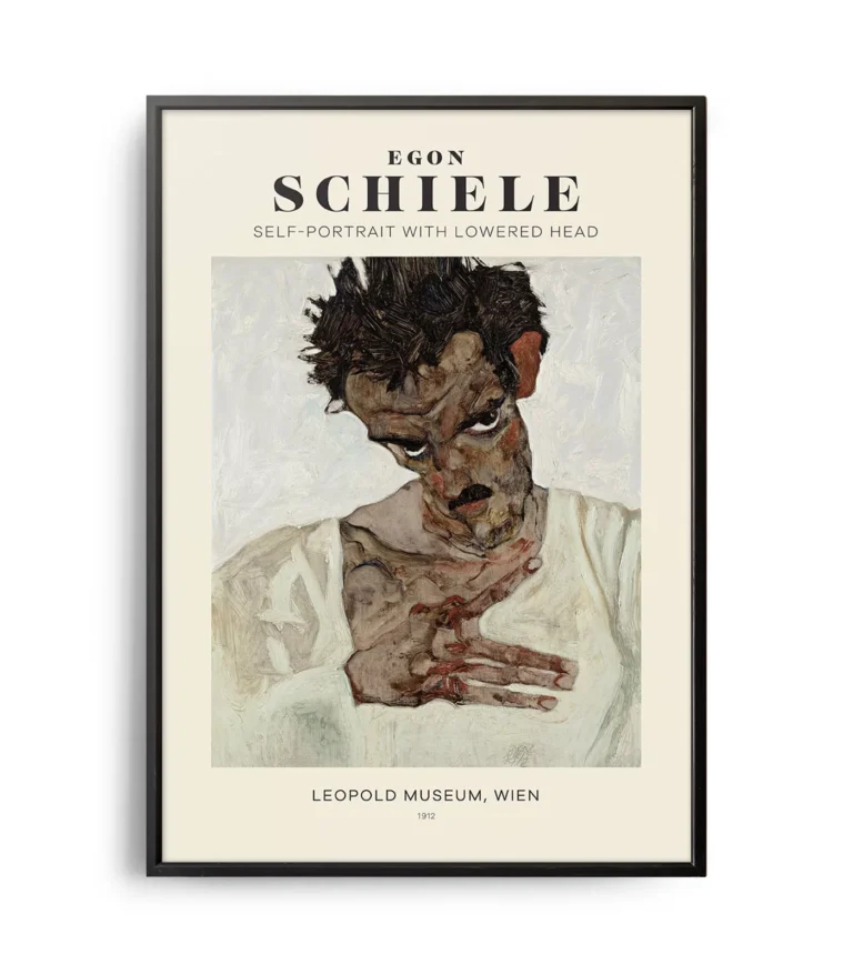 Mid-century modern Egon Schiele Self-Portrait with Lowered Head poster