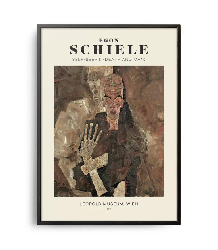 Mid-century modern Egon Schiele Self-Seer II (Death and Man) poster