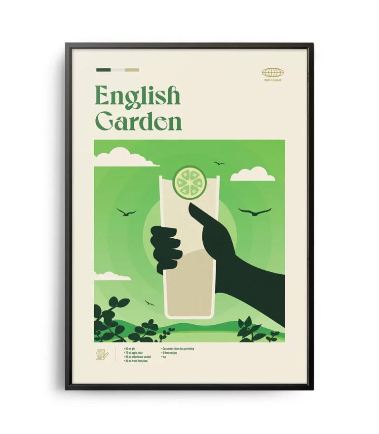 Mid-century modern English Garden Cocktail poster