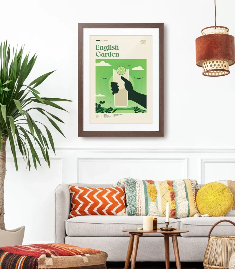 Mid-century modern English Garden Cocktail poster