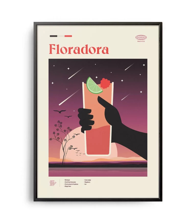 Mid-century modern Floradora Cocktail poster