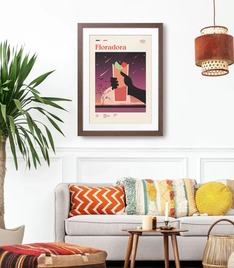 Mid-century modern Floradora Cocktail poster
