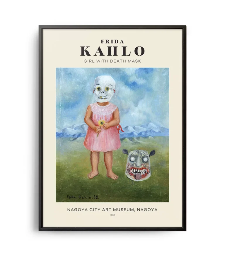 Mid-century modern Frida Kahlo Girl with Death Mask poster