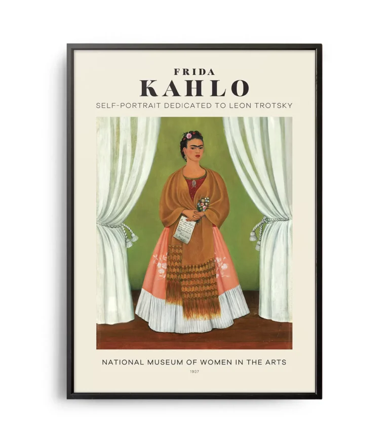 Mid-century modern Frida Kahlo Self-Portrait Dedicated to Leon Trotsky poster