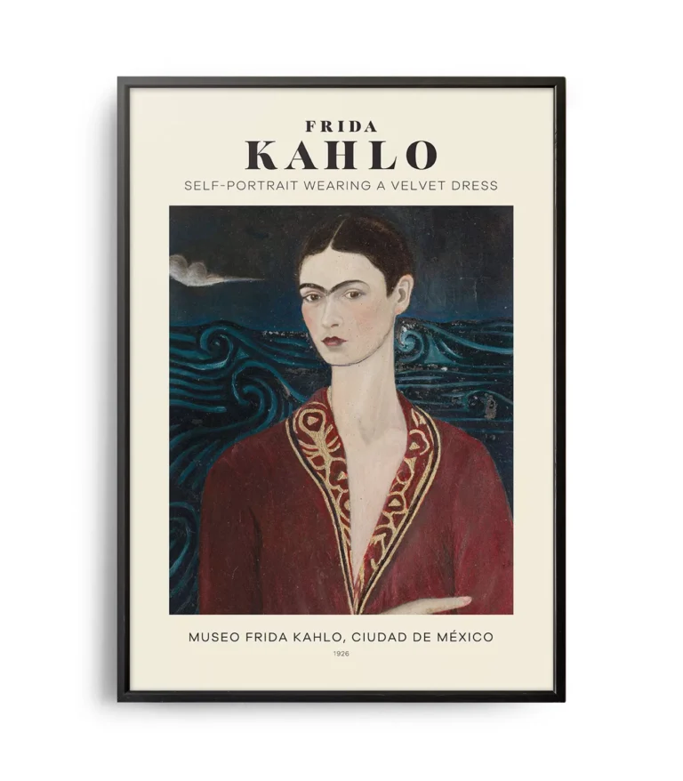 Mid-century modern Frida Kahlo Self-Portrait Wearing a Velvet Dress poster