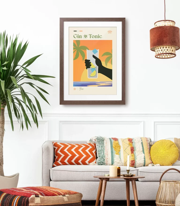 Mid-century modern Gin & Tonic Cocktail poster