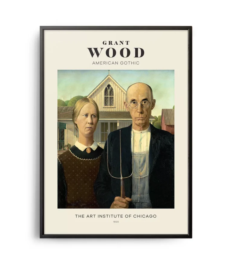 Mid-century modern Grant Wood American Gothic poster
