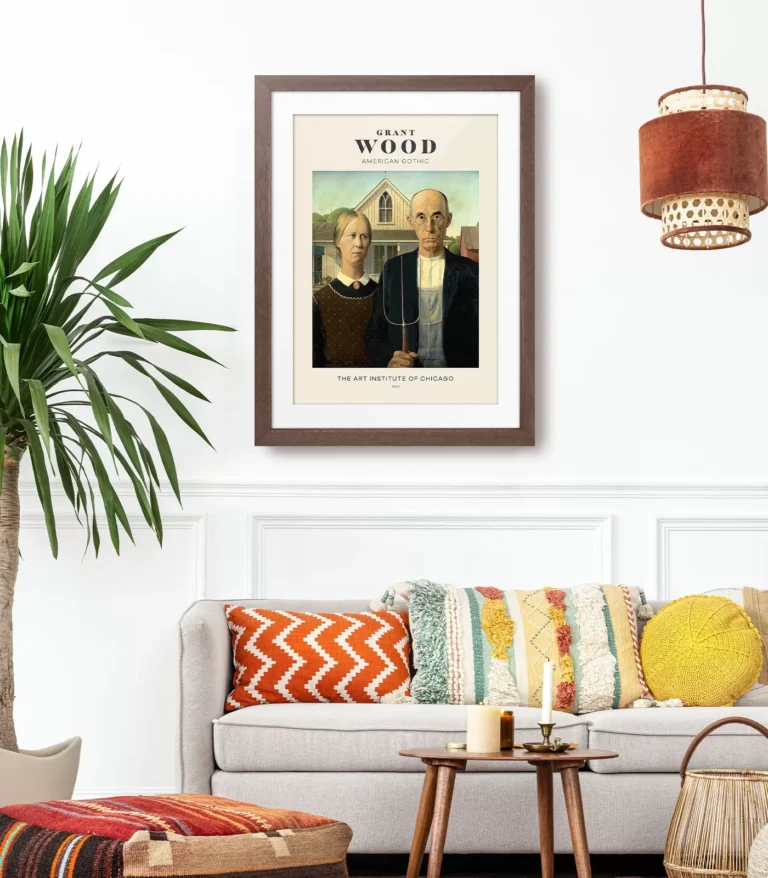Mid-century modern Grant Wood American Gothic poster