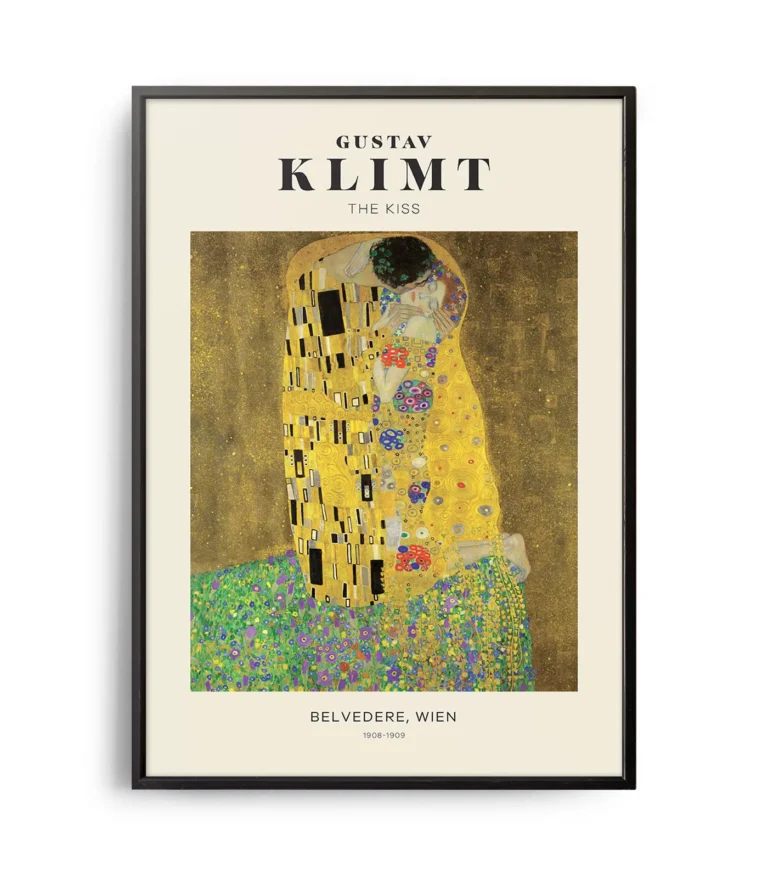 Mid-century modern Gustav Klimt The Kiss poster