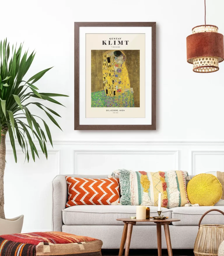 Mid-century modern Gustav Klimt The Kiss poster