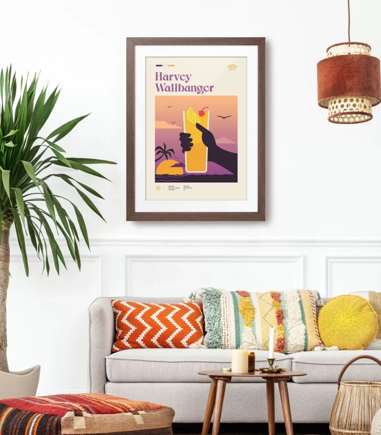 Mid-century modern Harvey Wallbanger Cocktail poster