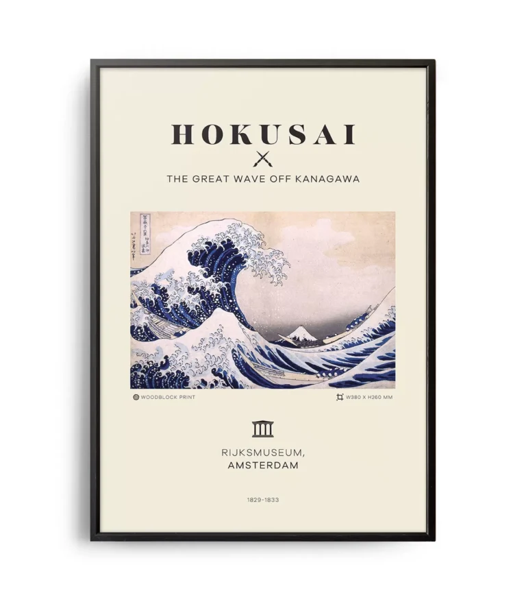 Mid-century modern Hokusai The Great Wave off Kanagawa poster