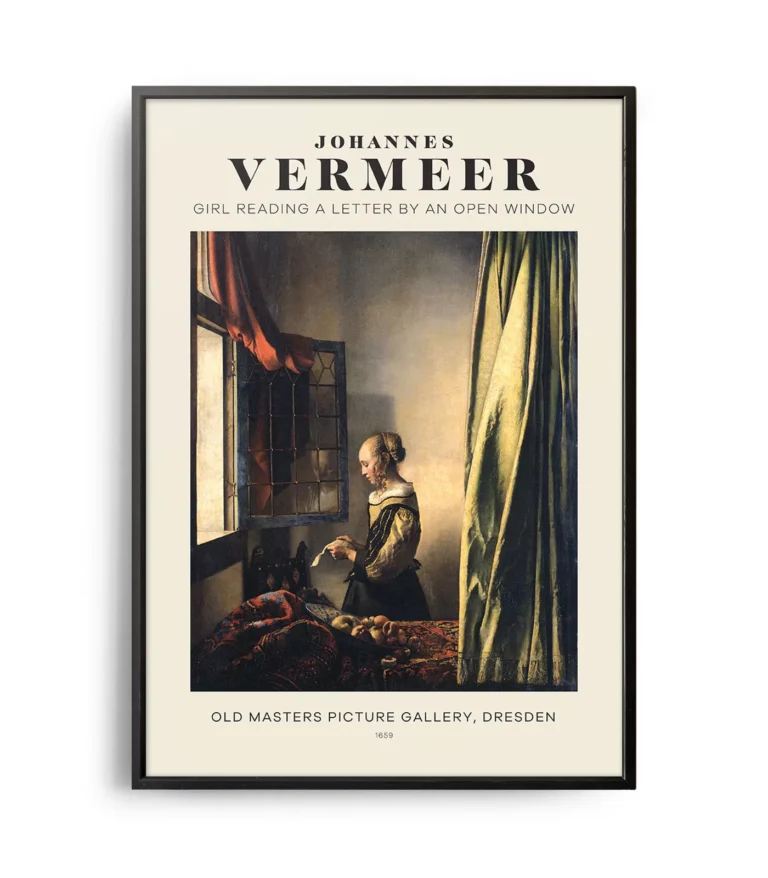 Mid-century modern Johannes Vermeer Girl Reading a Letter by an Open Window poster