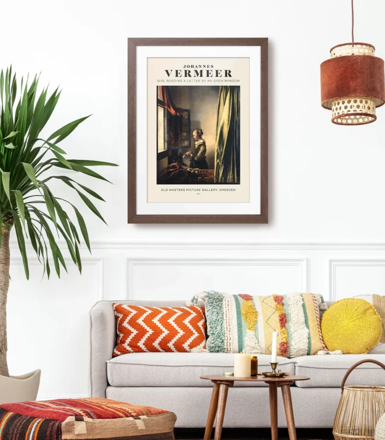 Mid-century modern Johannes Vermeer Girl Reading a Letter by an Open Window poster