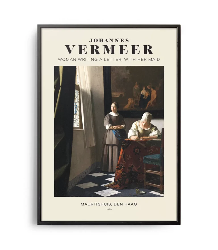 Mid-century modern Johannes Vermeer Woman Writing a Letter with her Maid poster