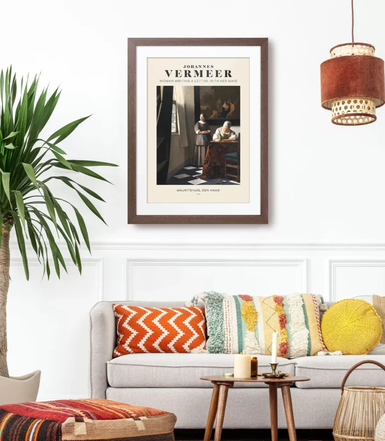 Mid-century modern Johannes Vermeer Woman Writing a Letter with her Maid poster