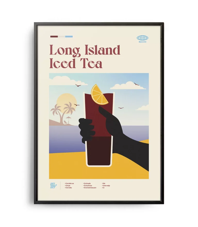 Mid-century modern Long Island Iced Tea Cocktail poster