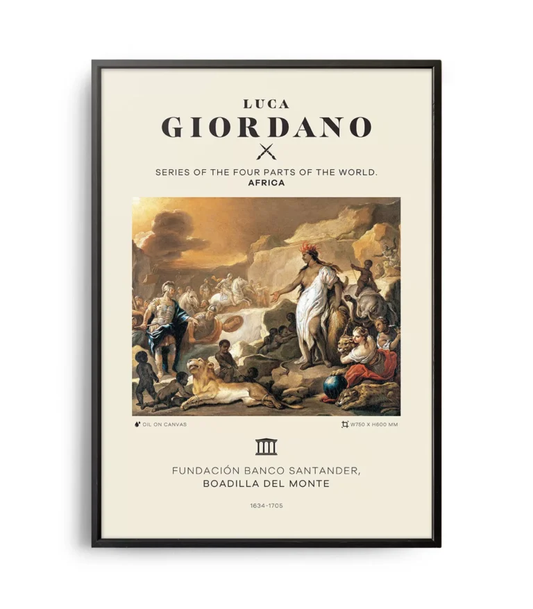 Mid-century modern Luca Giordano Series of the Four Parts of the World Africa poster