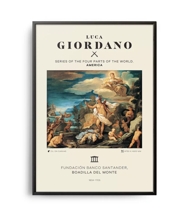 Mid-century modern Luca Giordano Series of the Four Parts of the World America poster