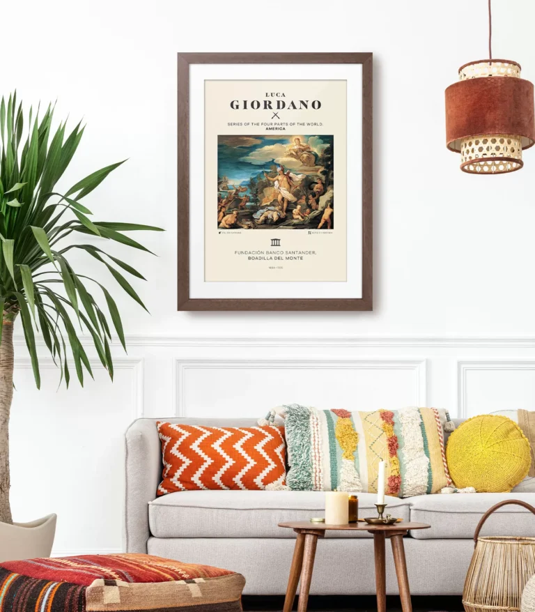 Mid-century modern Luca Giordano Series of the Four Parts of the World America poster