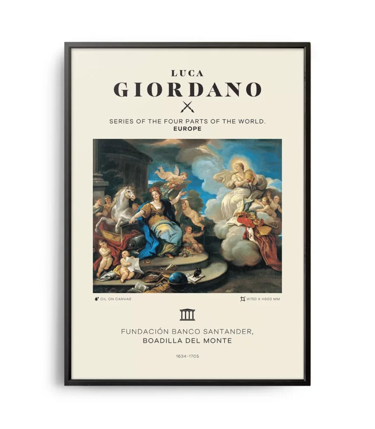 Mid-century modern Luca Giordano Series of the Four Parts of the World Europe poster