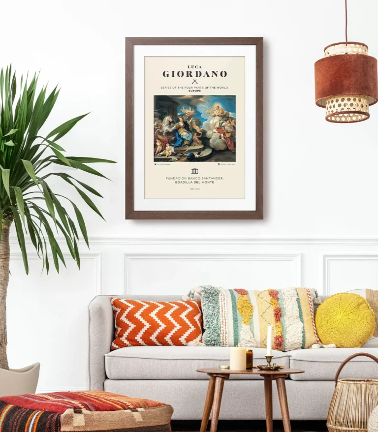 Mid-century modern Luca Giordano Series of the Four Parts of the World Europe poster