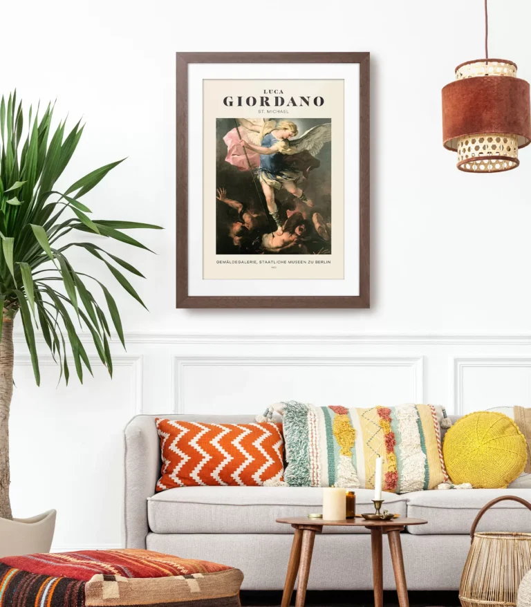 Mid-century modern Luca Giordano St. Michael poster
