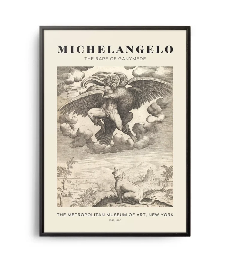 Mid-century modern Michelangelo The Rape of Ganymede poster