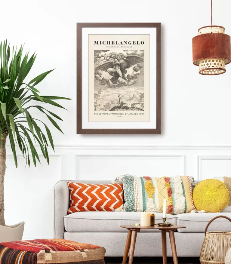 Mid-century modern Michelangelo The Rape of Ganymede poster