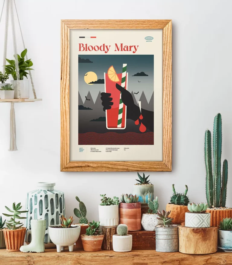 Mid-century modern Bloody Mary Cocktail poster