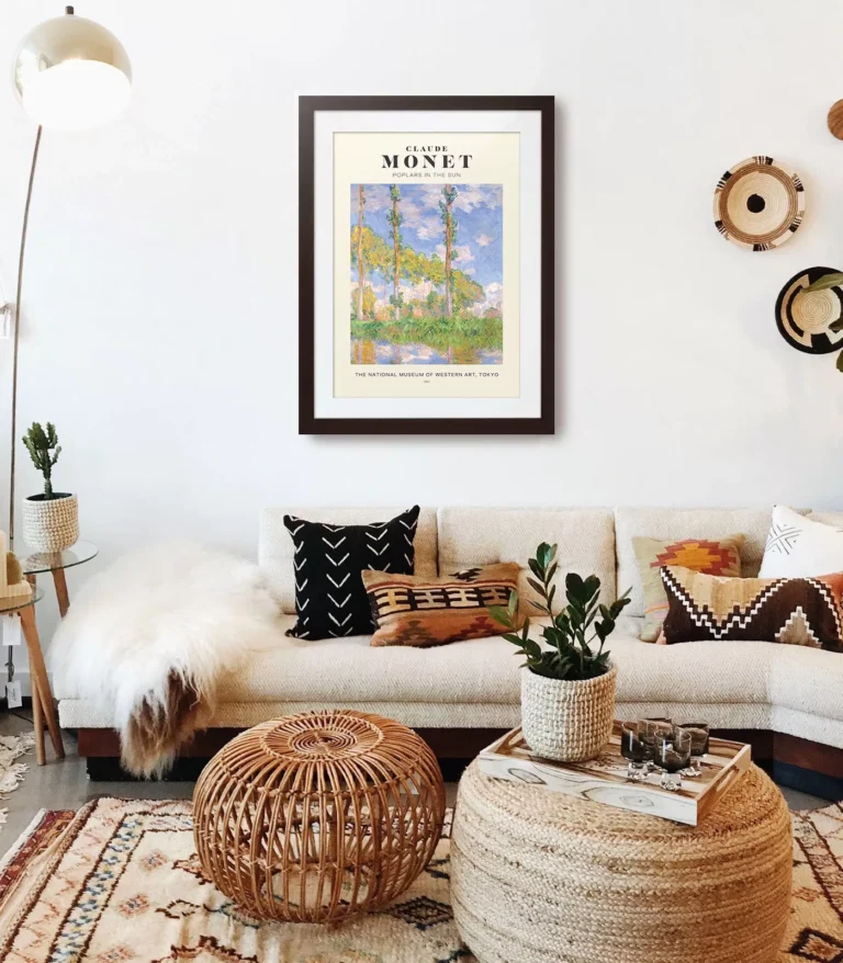 Mid-century modern Claude Monet Poplars in the Sun poster