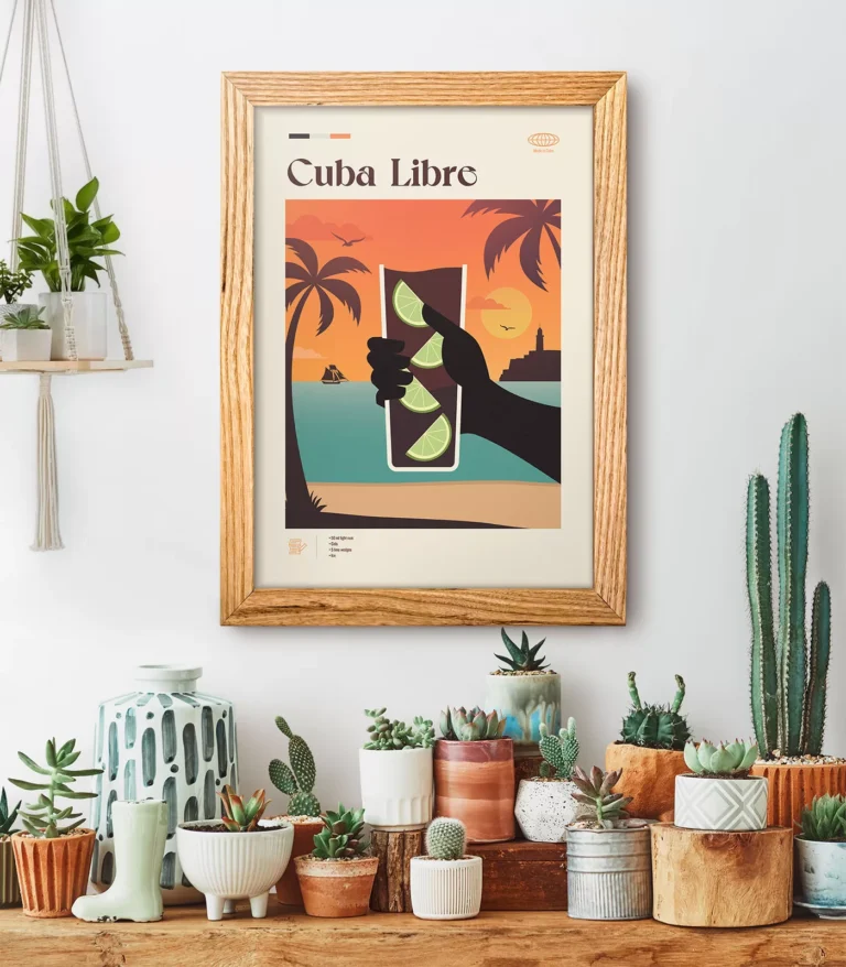 Mid-century modern Cuba Libre Cocktail poster