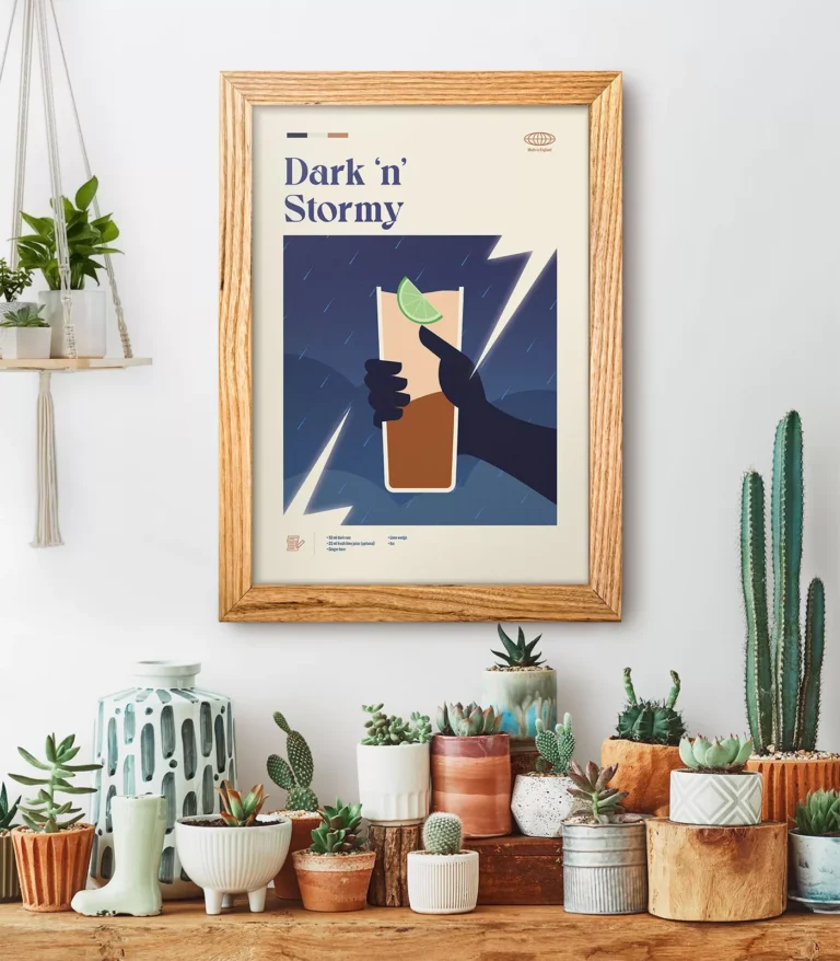 Mid-century modern Dark 'N' Stormy Cocktail poster