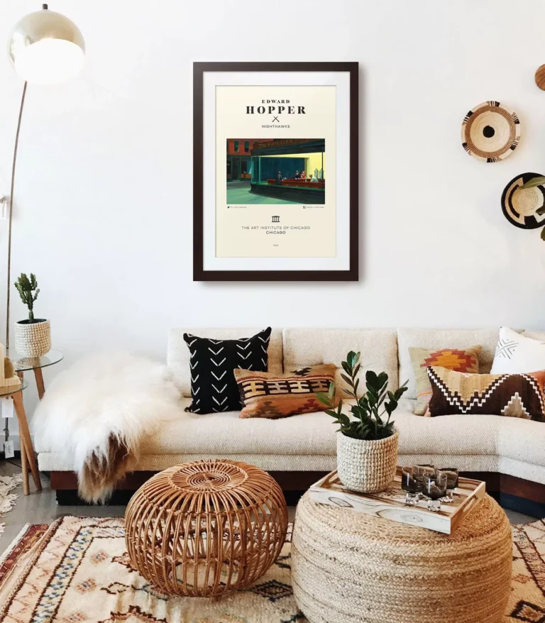 Mid-century modern Edward Hopper Nighthawks poster