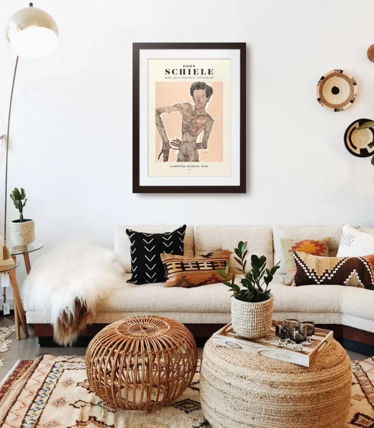 Mid-century modern Egon Schiele Nude Self Portrait, Grimacing poster