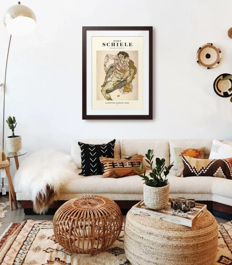 Mid-century modern Egon Schiele Seated Couple poster